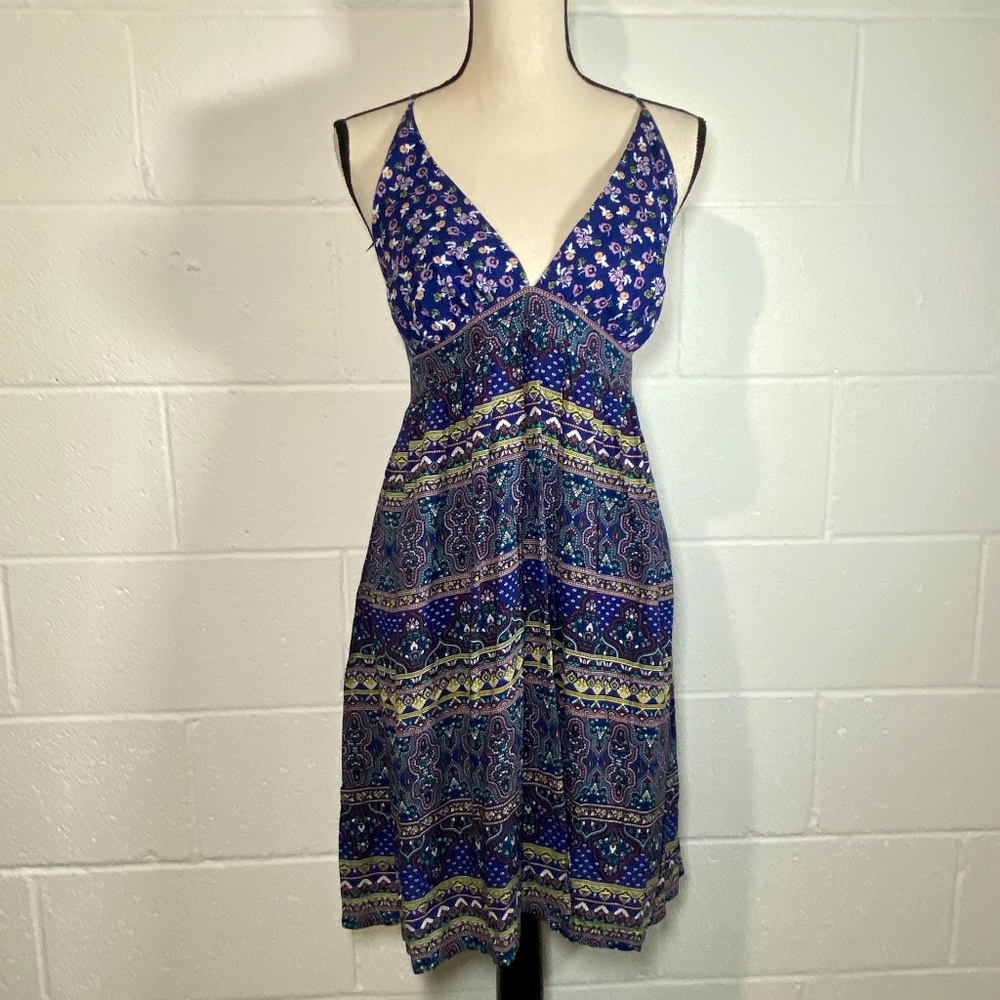 Xhileration Spaghetti Strap Criss Cross Back Mini Dress